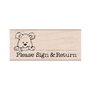 Please Sign & Return Pup Woodblock Stamp