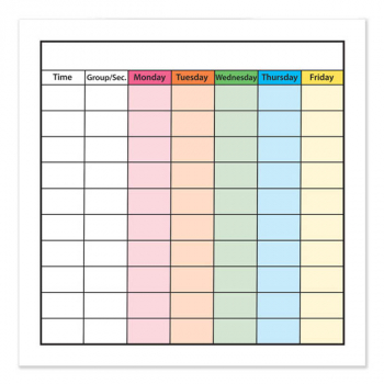 Low Tac Dry Erase Class Schedule Chart (24" x 24")