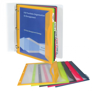 Binder Pockets with Write-On Tabs 5each Letter Size (Assorted Colors)