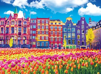 Kodak Traditional Old Buildings and Tulips in Amsterdam Puzzle (1000 piece)