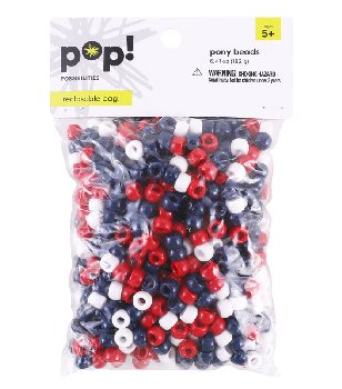 Pony Beads - Red, White, Blue (9mm)