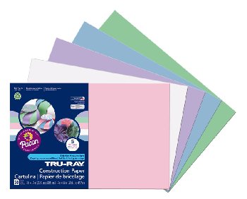 Tru-Ray Sulphite Construction Paper - Pastel Assorted, 5 Colors (12" x 18") - 50 Sheets