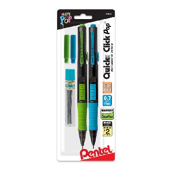 Quick Click Pop Mechanical Pencil, 0.7mm (with lead and eraser refill) 2 pack