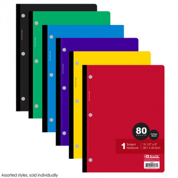 Notebook-College Ruled 1-Subject Wireless (80 sheets)