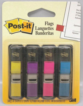 Post-It Flags Assorted Bright Colors - 1/2" wide (140 flags)
