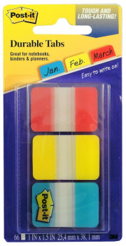 Post-It Index Tabs - Red, Yellow and Blue (66 tabs)