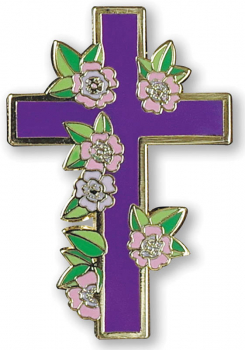 Floral Cross Enamel Pin