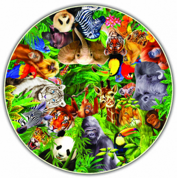 Wild Animals 500 Piece Puzzle with poster insert (Round Table Collection)