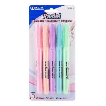 Pen Style Pastel Highlighter with Pocket Clip (5 pack)