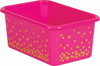 Pink Confetti Small Plastic Storage Bin