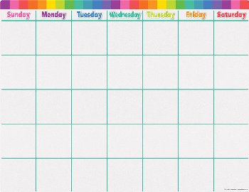 Write-On/Wipe-Off Colorful Calendar
