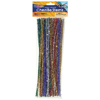 Jumbo Sparkle Stems 12 inch x 6 mm Assorted Colors 100 pieces