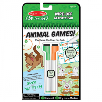 On the Go Wipe-Off Activity Pad Animal Games