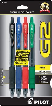 G2 Prem Gel Roller Fine Point Pen Assorted Colors - 4 pack