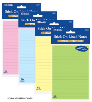 Stick On Notes (4" x 6") Lined, 50-Count