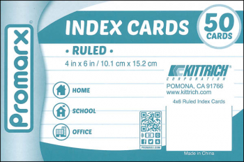 Ruled White Index Cards ( 4" x 6") 50 Count