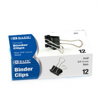 Small Black Binder Clips (3/4") Box of 12