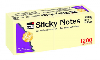 Yellow Stick On Notes (1.5" x 2") 12-Pack