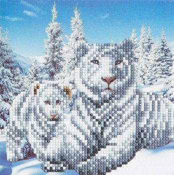 Crystal Art Card Kit - White Tigers