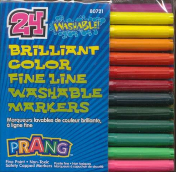 Washable Fine Line Markers - Set of 24 Brilliant Colors