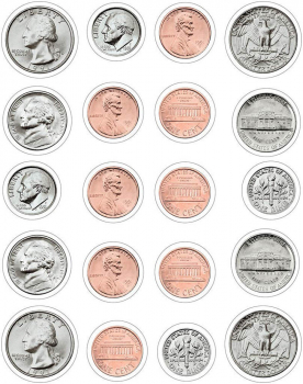 US Currency Coin Stickers (120 Stickers)