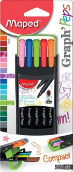 Graph'Peps Fine Point Markers .4 mm (10 Colors)
