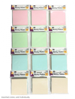 Sticky Notes: Assorted Pastel 3" x 3" 4 pads/50 Sheets
