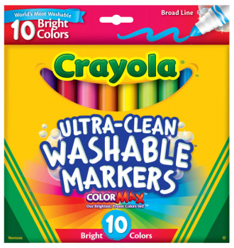 Crayola Ultra-Clean Washable Broad Line Markers - Bright 10 Count