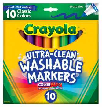 Crayola Ultra-Clean Washable Broad Line Markers - Classic 10 Count