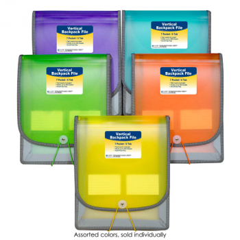 Seven-Pocket Backpack File, Assorted Colors