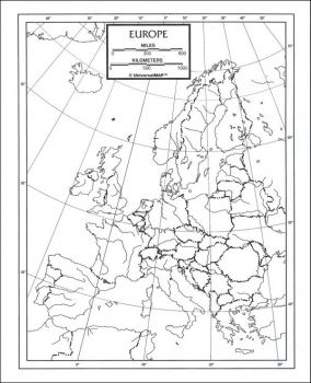 Europe Map Laminated single (8+" x 11")