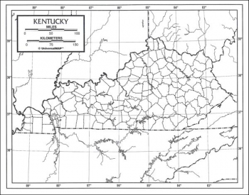 Kentucky Map Laminated single (8+" x 11")