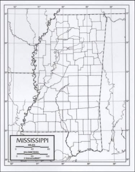 Mississippi Map Paper single (8+" x 11")