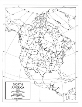 North America Map Laminated single (8+" x 11"