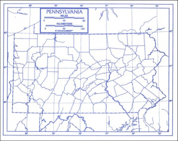 Pennsylvania Map Laminated single (8+" x 11")