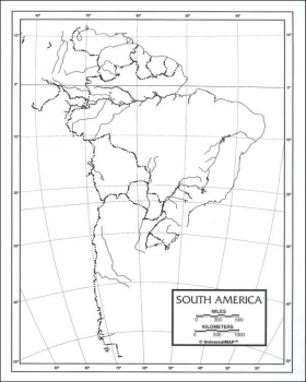 South America Map Laminated single (8+" x 11"