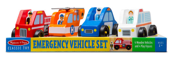 wooden emergency vehicle set