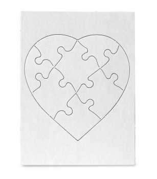 Blank Heart Shaped Puzzles with Envelopes (6" x 8") 8 Puzzles