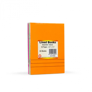 Lined Blank Books - Bright Assorted Colors Package of 24 (4.25" x 5.5")