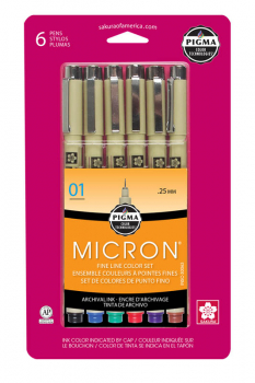 Pigma Micron Fine Line Color Set - 6 Pens (01)