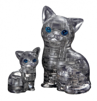 3D Crystal Puzzle - Cat & Kitten (black)