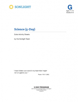 Sonlight Science Level G 5-Day Extra Activity Sheets (2018)