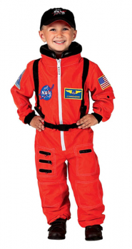 Jr. Astronaut Suit with Embroidered Cap - size 4/6 (Orange)