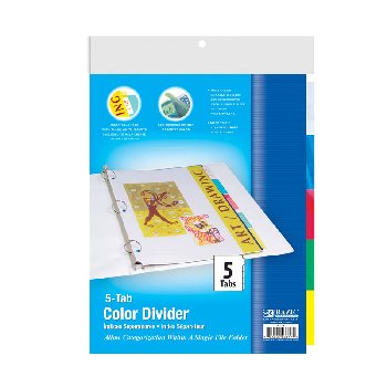 Binder-3-Ring Dividers with 5-Insertable Color Tabs