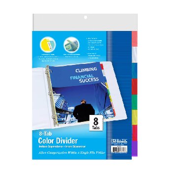 Binder-3-Ring Dividers with 8-Insertable Color Tabs