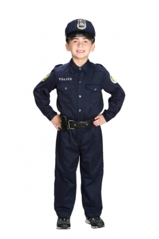 Junior Police Officer Suit with Cap and Belt - size 8/10