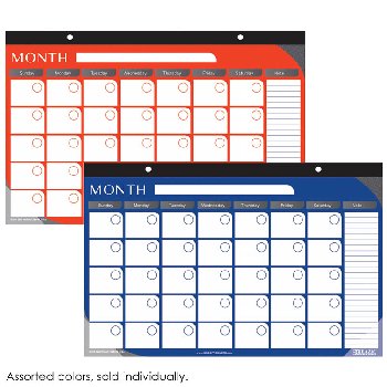 Undated 12-Month Desk Pad Calendar 11"x17" (assorted color)