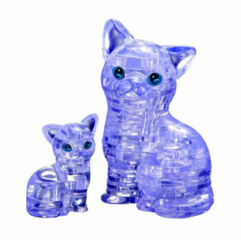 3D Crystal Puzzle - Cat & Kitten (purple)