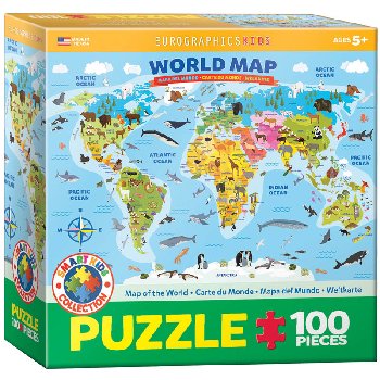 Illustrated Map of the World Puzzle - 100 pieces