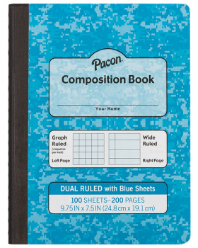 Dual Ruled Composition Book - Blue Cover (Grid & Wide)